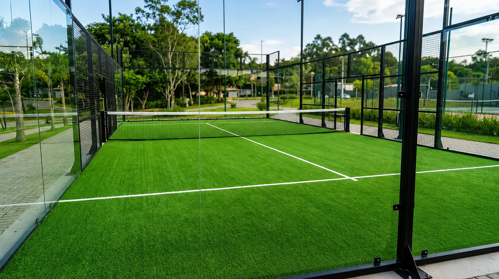 Escritório com jardim vertical artificial na parede